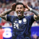 Selebrasi Enzo Fernandez dalam kemenangan Argentina atas Inggris di Piala Dunia pada Kamis (16/7)