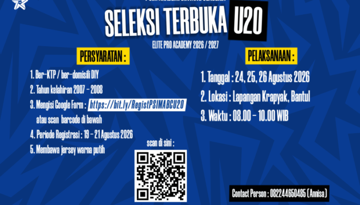 PSIM Jogja Buka Seleksi EPA U-20, Pemain Kelahiran 2007-2008 di DIY Bisa Daftar